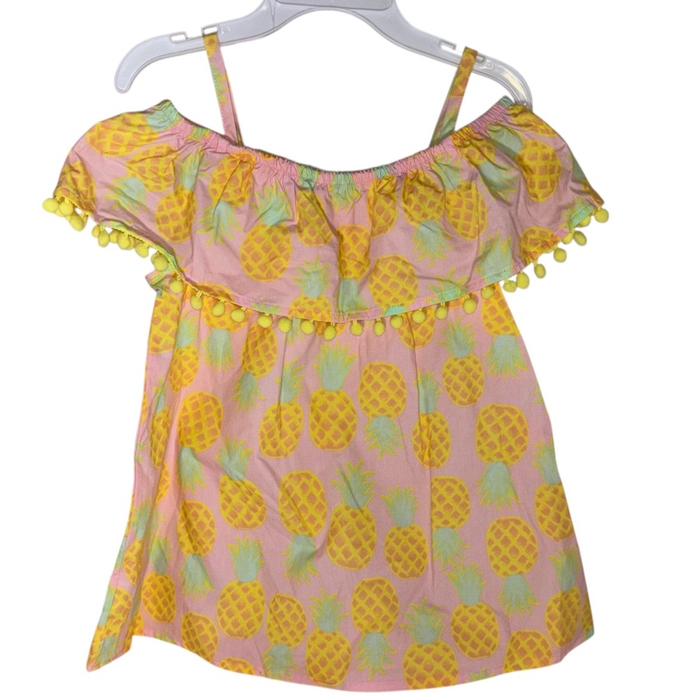Tommy Bahama Girls 3 Piece Set Dress Shorts Hair Clip Girls Size 10-12 Pineapple